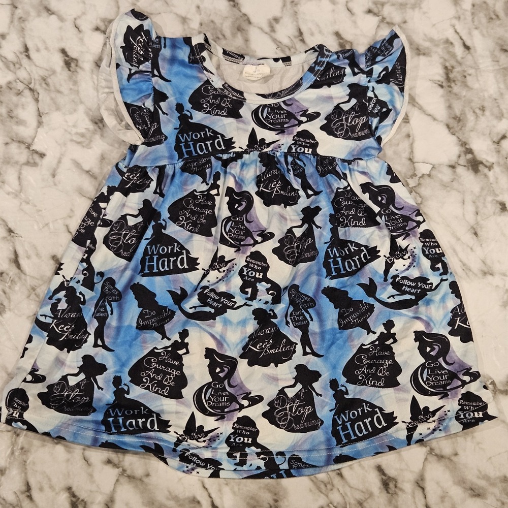 Inspirational Quote Milksilk Tunic Top Girls 2T Blue Black Soft Stretch